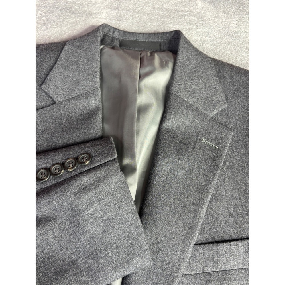 Chaps Blazer Men 42R Gray 100% Wool Solid 2-Button Single Vent Suit Jacket